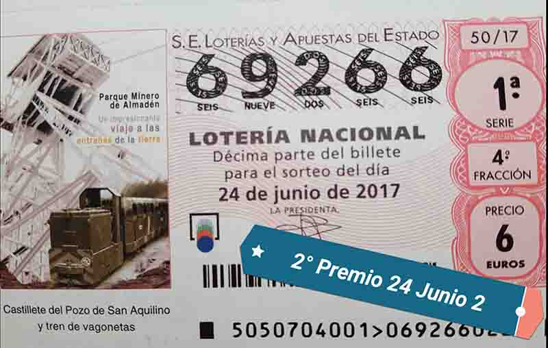 Segundo premio Segundo premio loteria nacional 24 junio