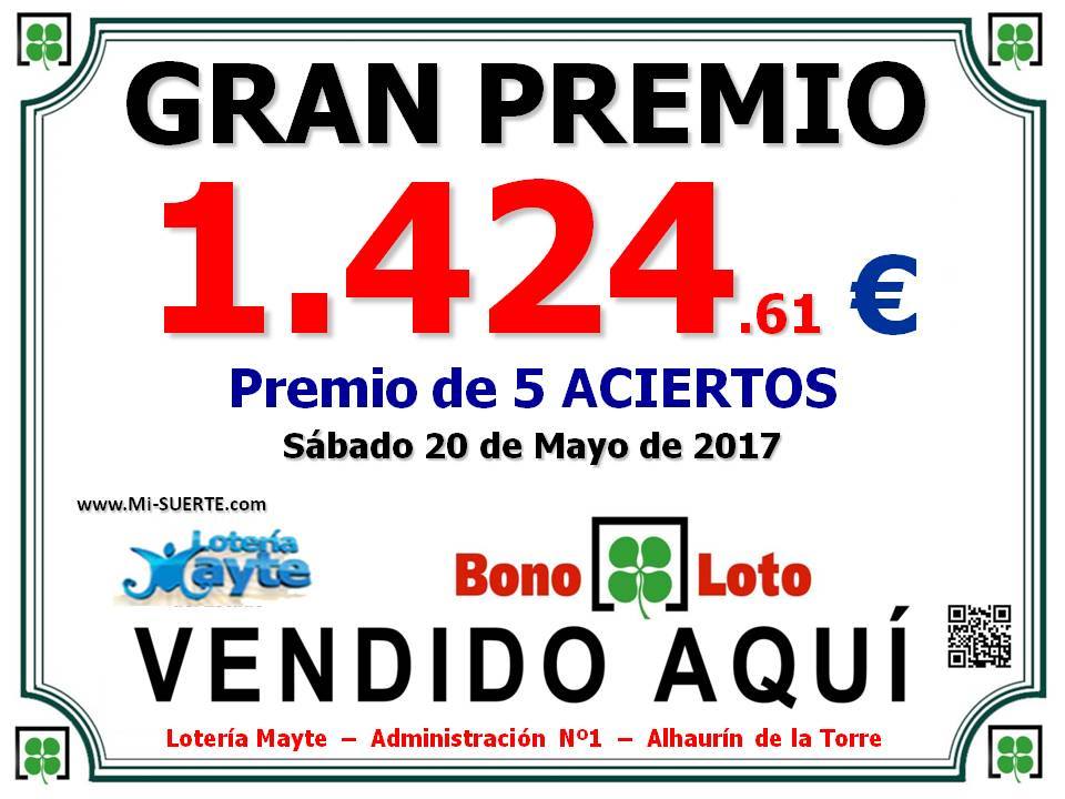 Premio de 5 aciertos en bonoloto Premio de bonoloto de 3ª categoria