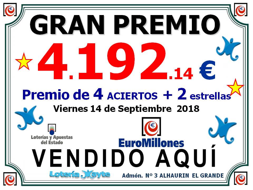 Premio de euromillones de 4+2 estrellas