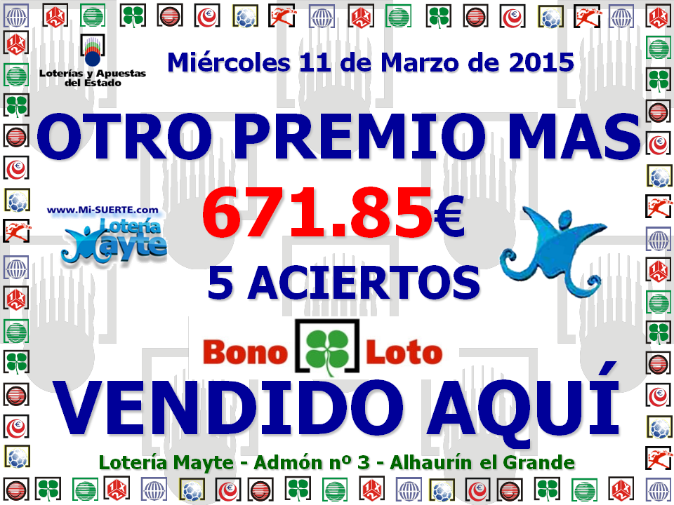  premio bonoloto 11/03/15