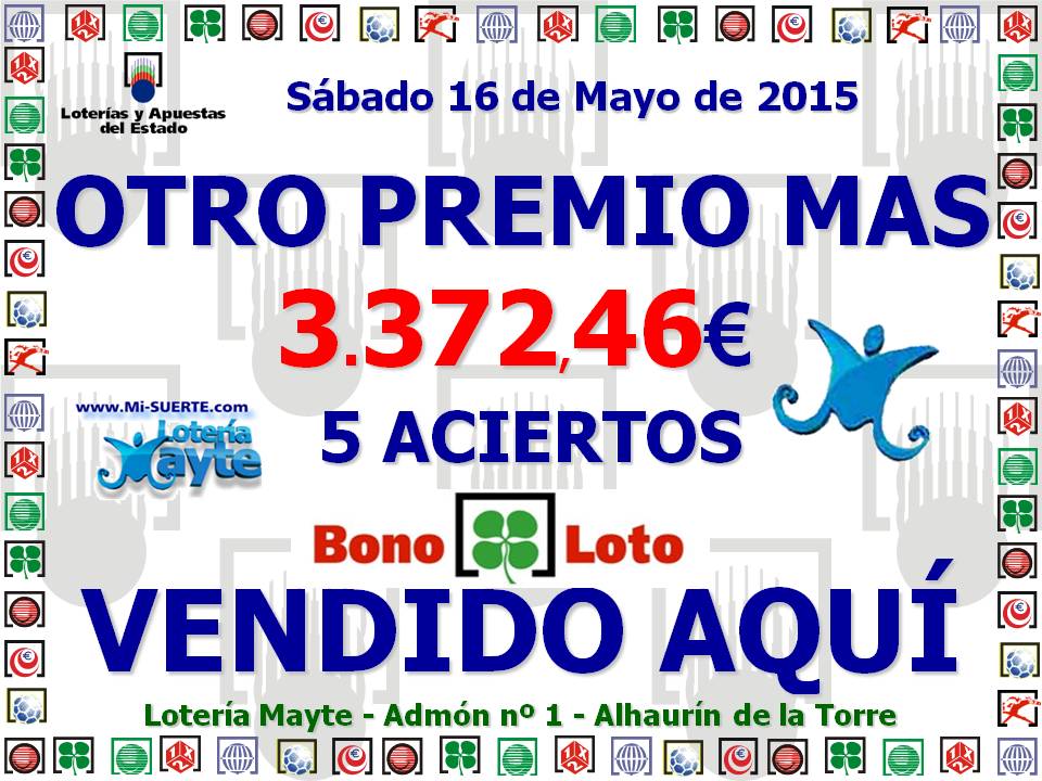  premio bonoloto 16-05-15