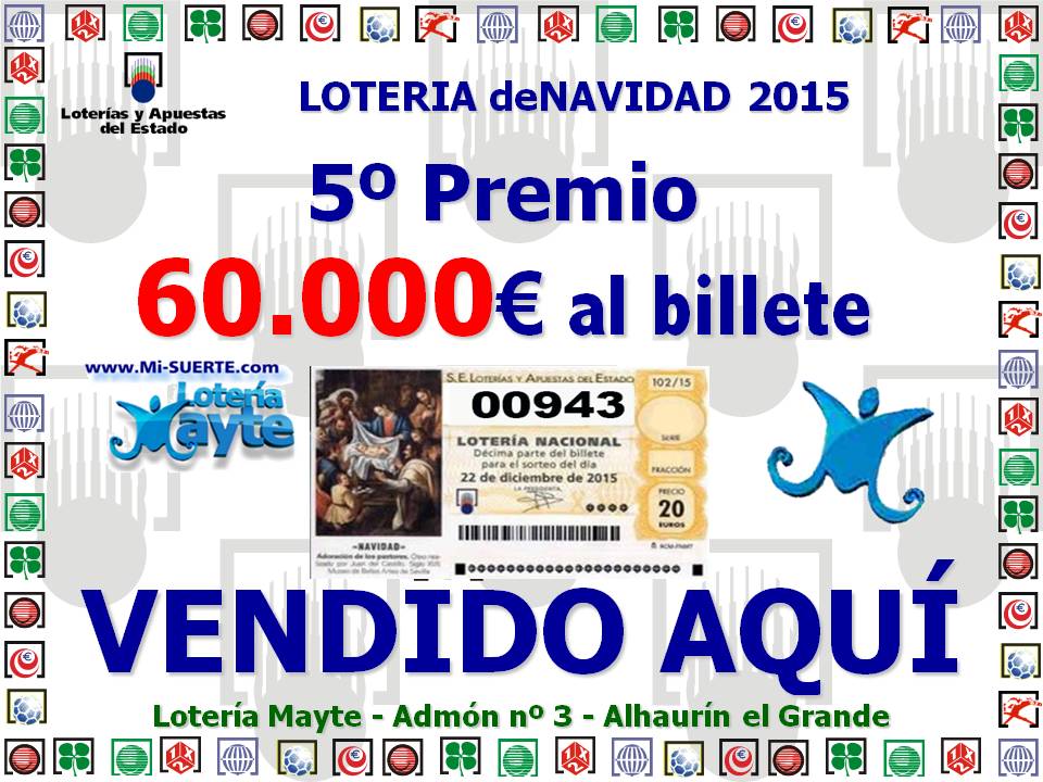 5&ordm; premio Navidad n&ordm; 00943