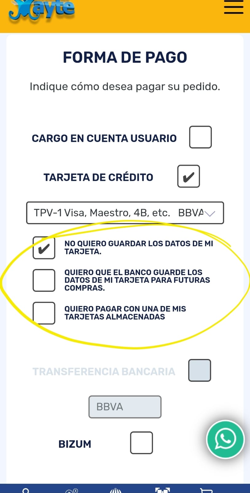Pago en un click