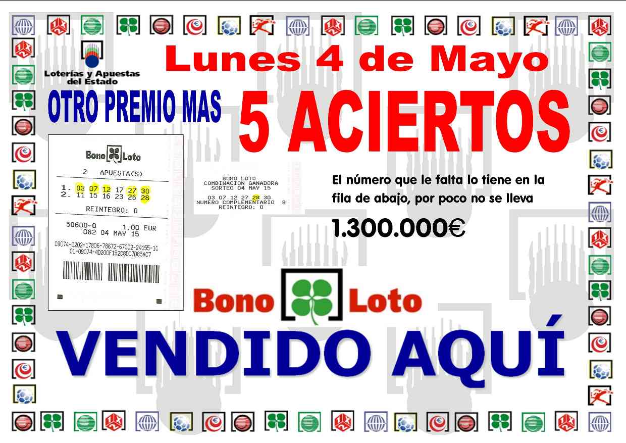  premio bonoloto 04-05-15